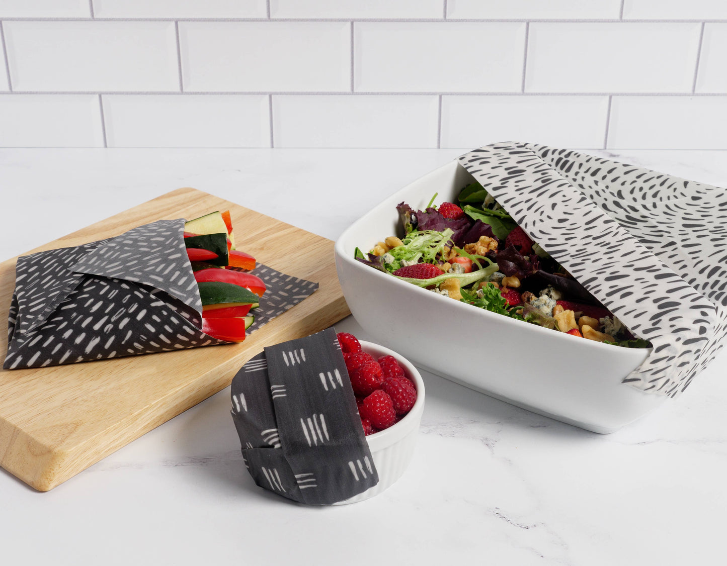 Z Wraps - Z Wraps 3-Pack Reusable Beeswax Food Wrap, 3 Designs-S,M,L