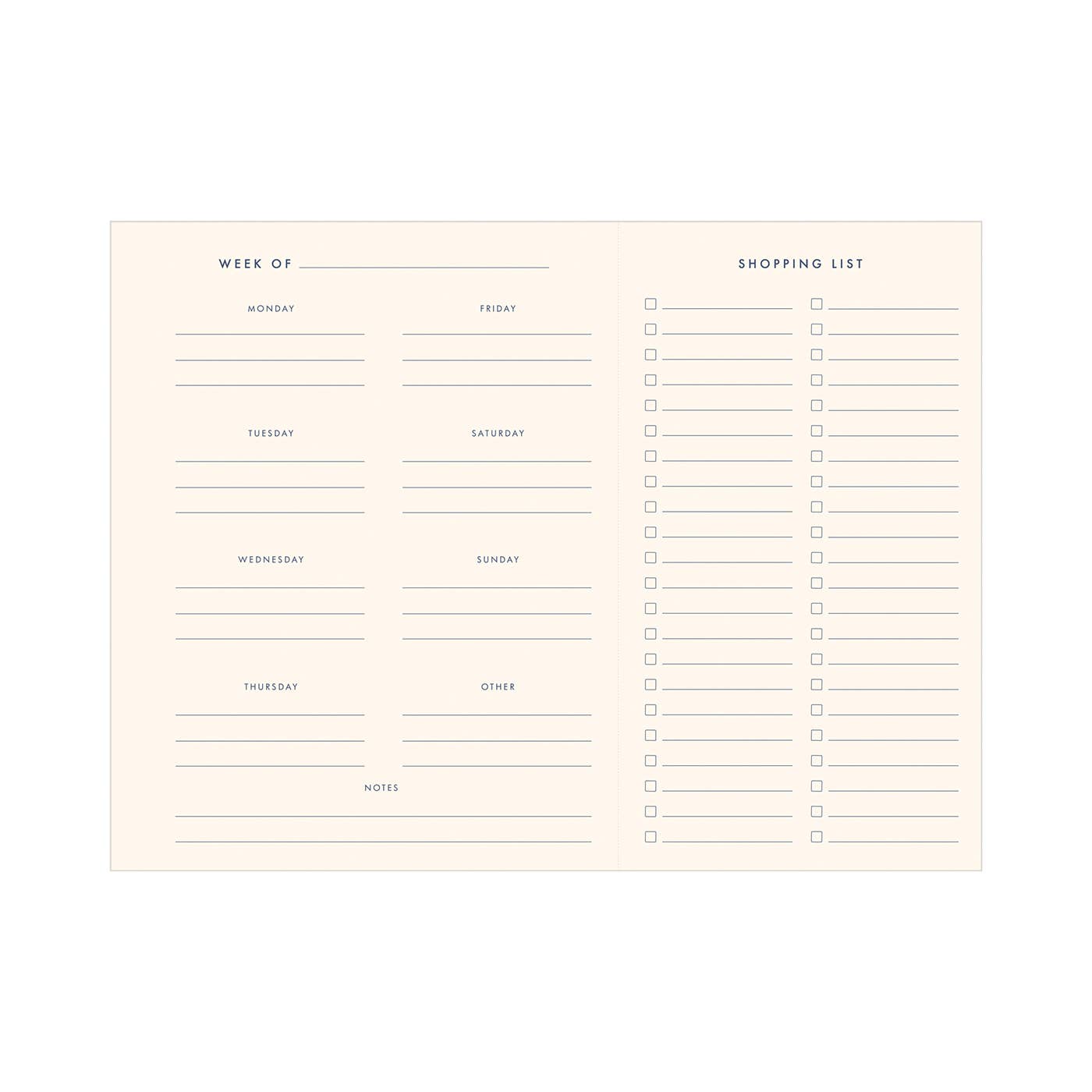 Retro Weekly Meal Planner: Peppercorn Cover | White Ink