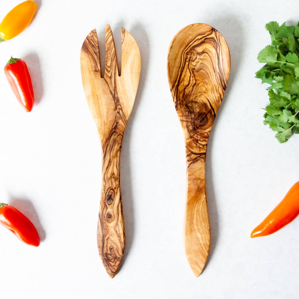 Olive Wood Salad Servers