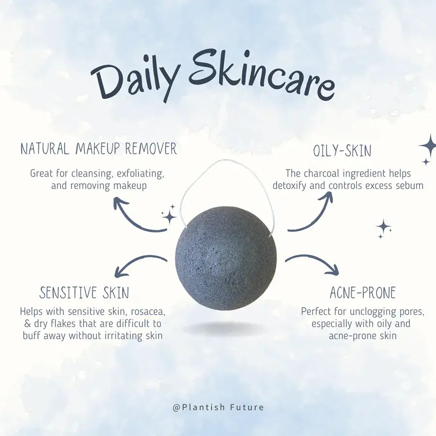 Plantish - Konjac Facial Sponge - Charcoal: Single