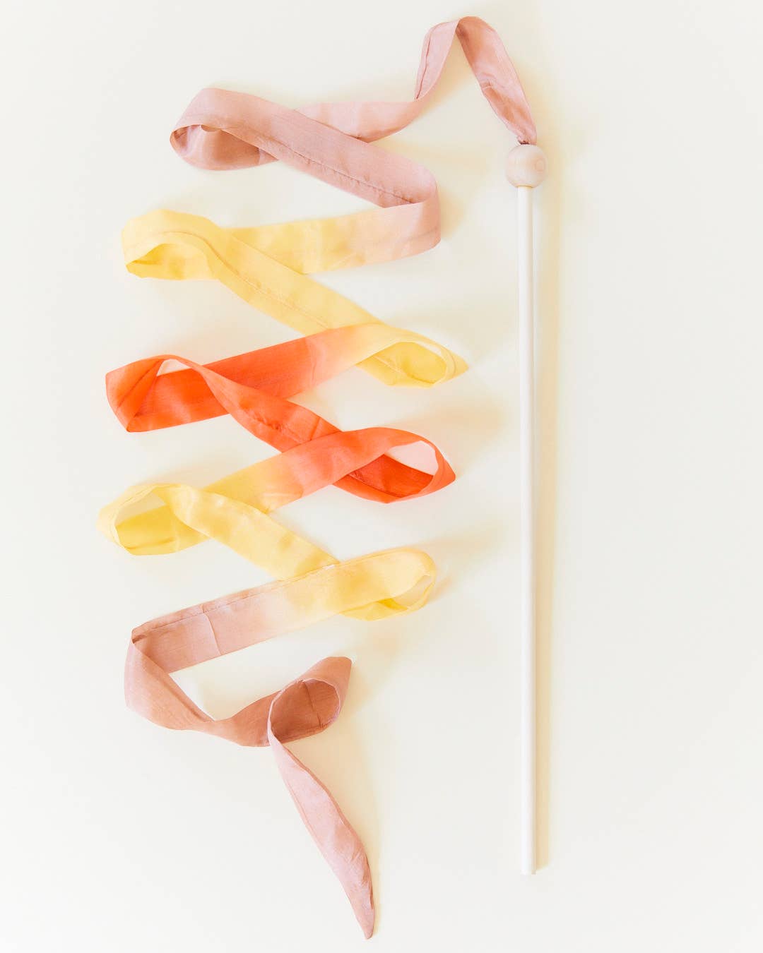 Sarah’s Silks - Boho Rainbow Silk & Wood Streamer - Wand for Pretend Play