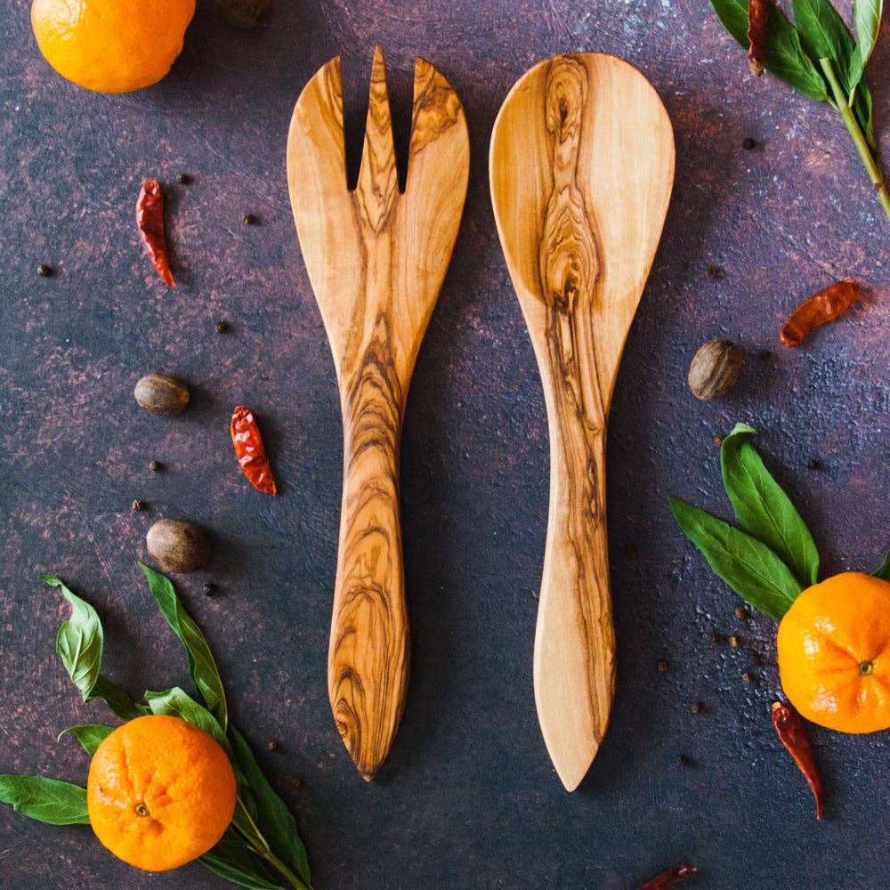Olive Wood Salad Servers
