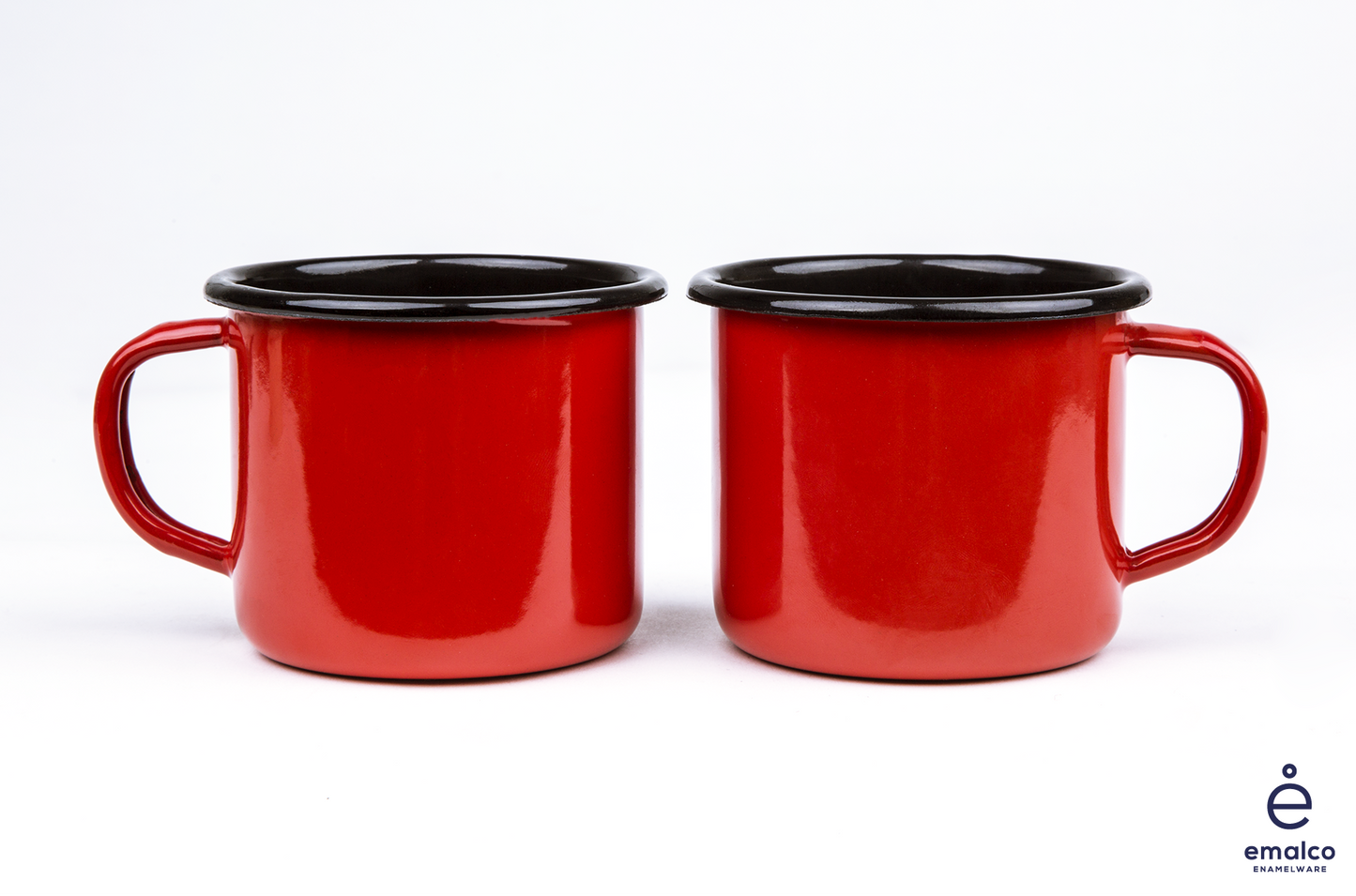 Emalco Enamelware - 12 oz Coral Red Coffee Mug Plain B.