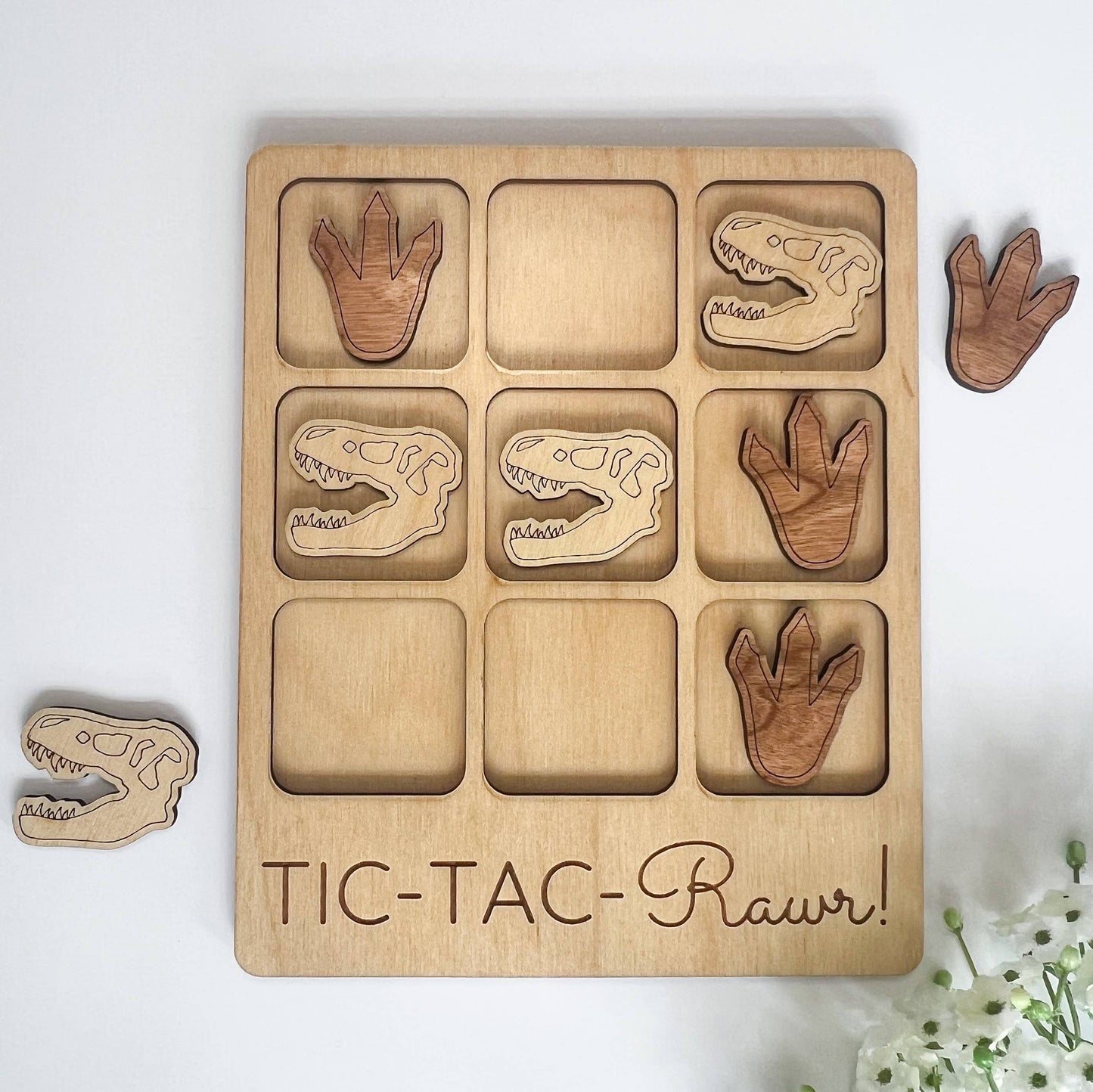 Birch House Living - Dinosaur Rawr! Tic-Tac-Toe Game - Trex / Jurassic / Fossils