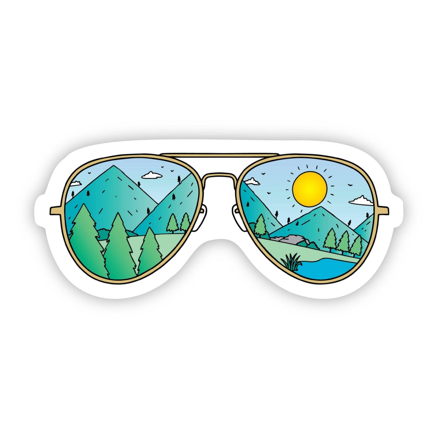 Big Moods - Mountains with Sunglasses Hiking & Camping Sticker
