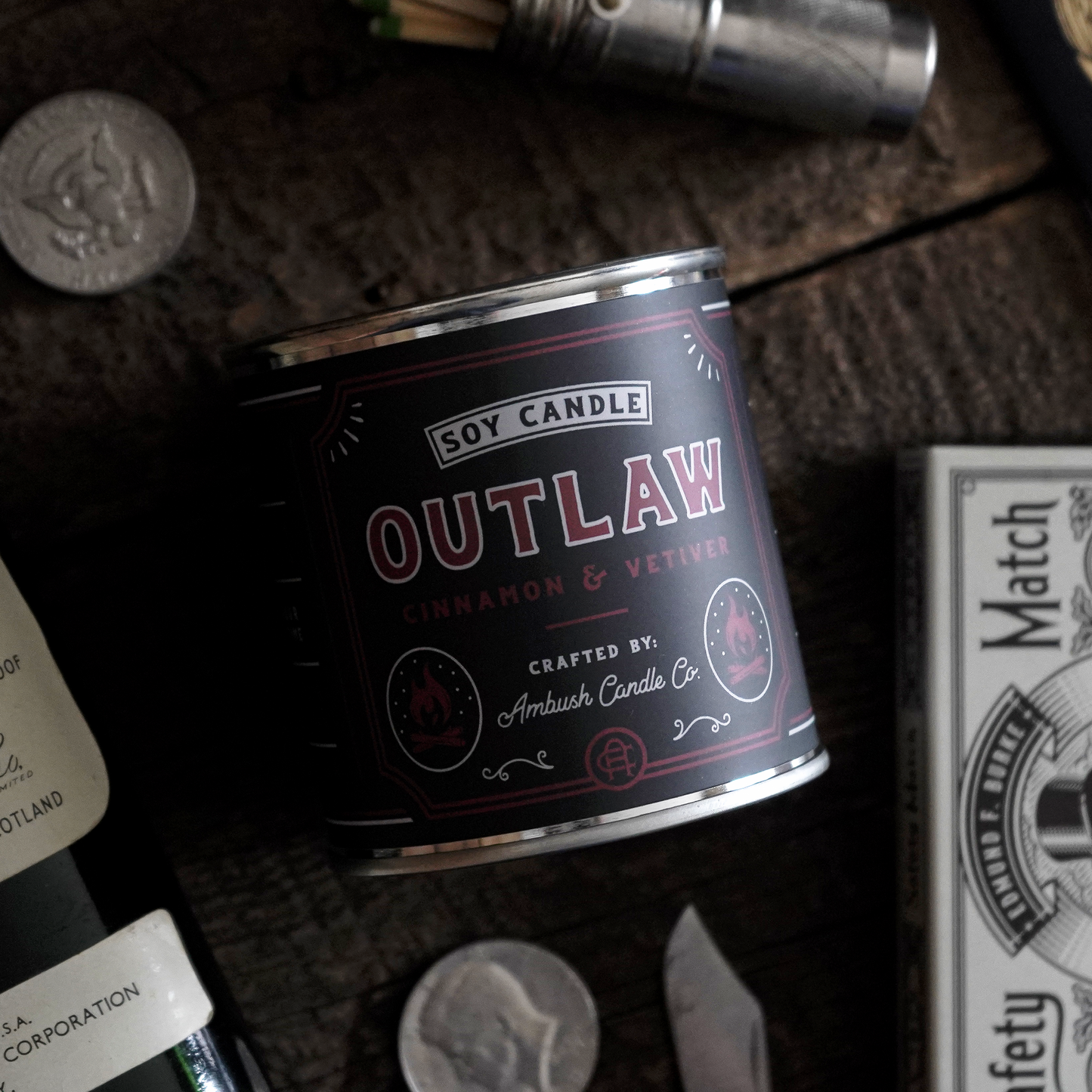 Ambush Candle Co. - Outlaw | Cinnamon + Vetiver 8oz Soy Candle