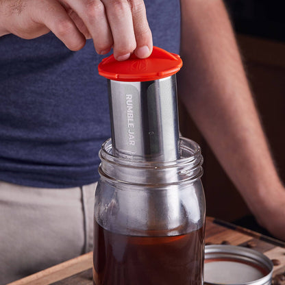 Rumble Jar: Quart size (32oz), includes Mason jar: Orangey-Red