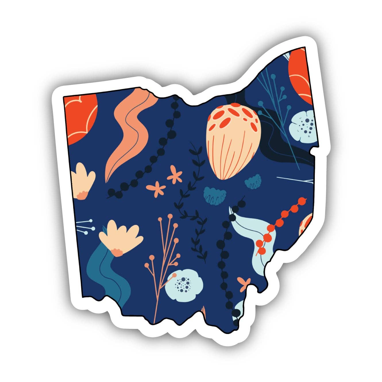 Big Moods - Ohio Blue Floral Abstract Sticker
