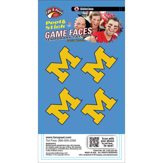 Fanapeel / Gamefaces - Michigan Game Faces® Temporary Tattoos