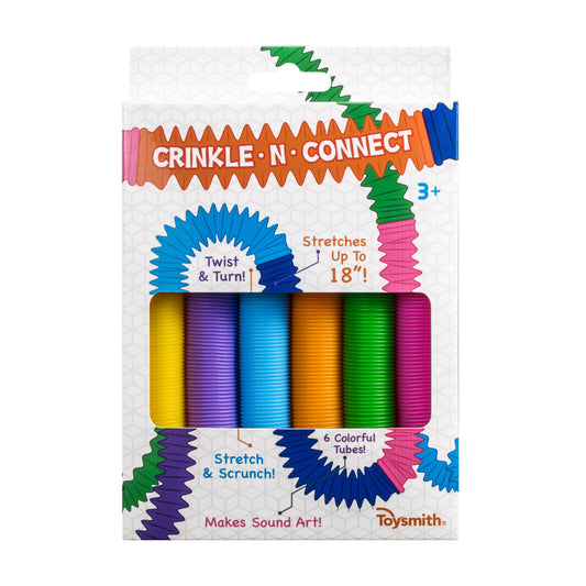 Toysmith - Crinkle N' Connect, 6 Colors, 6 Tubes, Makes Sound