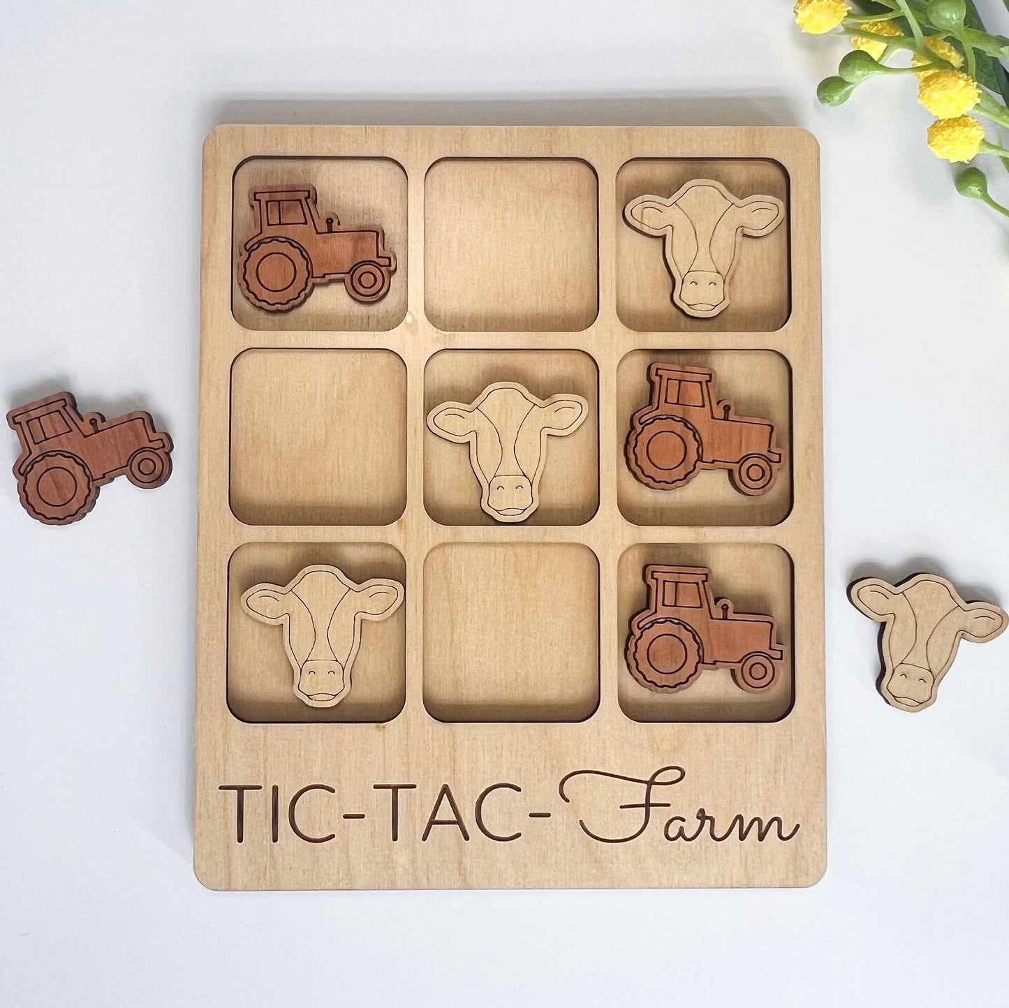 Birch House Living - Farmer Gift - Tic-Tac-Toe Farm Game - Customizable