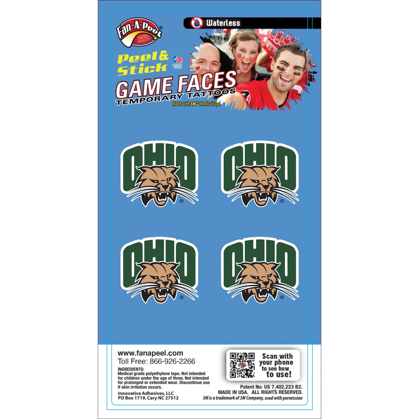 Fanapeel / Gamefaces - Ohio University Game Faces® Temporary Tattoos