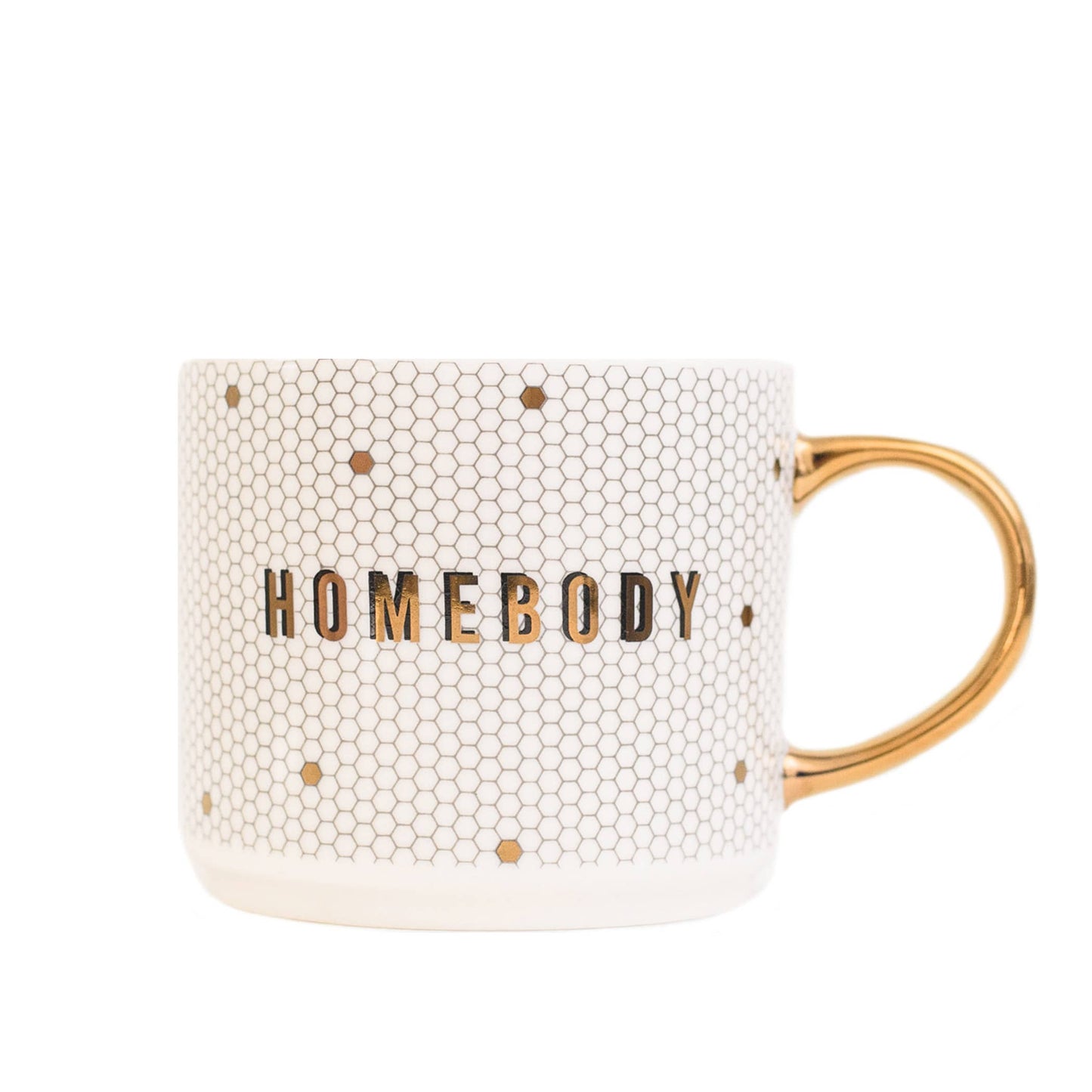 Sweet Water Decor - Homebody - Gold, White Honeycomb Tile Coffee Mug - 17 oz