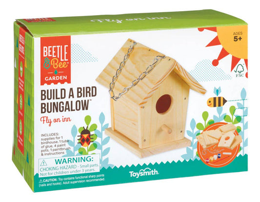 Toysmith - Beetle & Bee Build A Bird Bungalow, Backyard Birdhouse Kit