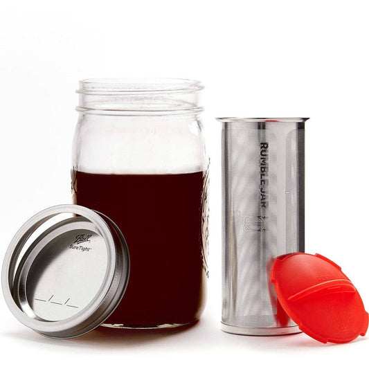 Rumble Jar: Quart size (32oz), includes Mason jar: Orangey-Red