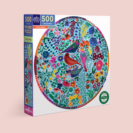 eeBoo - Four Birds 500 Piece Round Puzzle